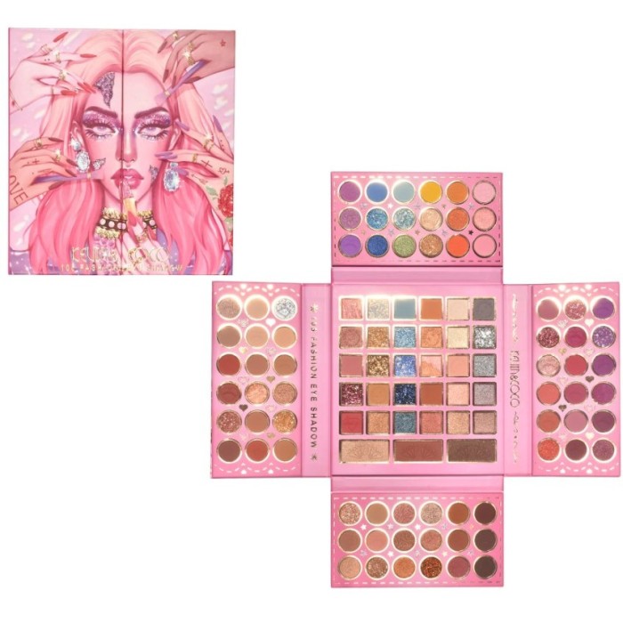 Paleta de farduri kevin&amp;coco, 105 culori, stil pliabil, conturing si iluminator incluse, dreptunghiulara, fara sulfati, pudra compacta, 18.7 x 17.2 x