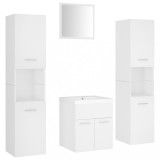Set mobilier de baie, alb, lemn prelucrat