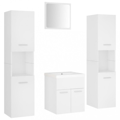 Set mobilier de baie, alb, lemn prelucrat foto