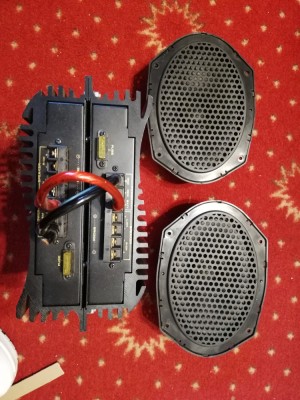 Set auto cu amplificator + 2 difuzoare/Boxe RTO SX-4002 - Vintage/Rare/RFG foto