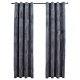 Draperii opace cu inele, 2 buc., antracit, 140x175 cm, catifea