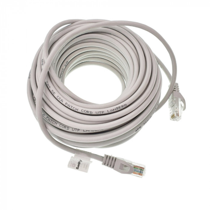Cablu UTP, Lanberg 40448, cat 5e, lungime 15m, mufat 2xRJ45 AWG 26, 100 MHz, de legatura retea, ethernet, gri
