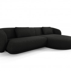 Coltar dreapta 4 locuri, Camden, Cosmopolitan Design, 289x177x72 cm, tesatura chenille, negru