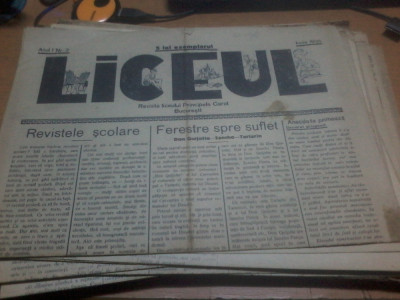 Liceul anul I nr. 2 iun 1935 revista liceului principele caro; Bucuresti foto