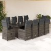 VidaXL Set bistro de grădină cu perne, 11 piese, gri, poliratan 3277282