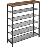 VASAGLE Etajera pantofi cu 5 rafturi si polita superioara, 100x30x110 cm, maro rustic Household NewTrend
