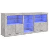 Cumpara ieftin Servanta cu lumini LED, gri beton, 181,5x37x67 cm