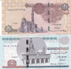 Bancnota Egipt 1 si 5 Pound 2018 - P71/72 UNC ( set x2 ) foto