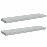 Cumpara ieftin Rafturi perete suspendate 2 buc. gri beton 90x23,5x3,8 cm MDF