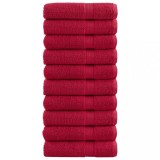 Set 10 Prosoape Dus Premium VidaXL SOLUND, Bumbac 100%, 70x140 cm, 600 gsm, Rosu, Absorbante, Oeko-Tex