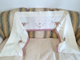 Perdeluta Vintage din bumbac cu broderie florala