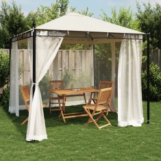 Gossi foisor cu pereti din plasa, crem, 2,93x2,93 m, otel