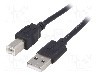 Cablu USB A mufa, USB B mufa, USB 2.0, lungime 1.8m, negru, AKYGA - AK-USB-04