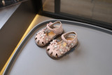 Sandale roz pudra pentru fetite - Floricele (Marime Disponibila: Marimea 23)