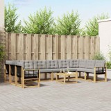 vidaXL Set de canapele de exterior cu pernă 11 pcs Alb și gri deschis 3389937