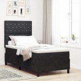 vidaXL Pat cu arcuri cu saltea cu headboard Negru 90 x 200 cm Catifea