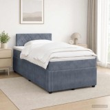 Cumpara ieftin Pat boxspring cu saltea Gri inchis 120 x 200 cm Catifea