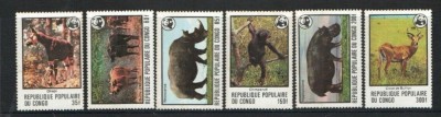 PR CONGO 1978 WWF FAUNA PROTEJATA - MICI URME GALBENE PE GUMA foto