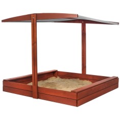 Lada nisip din lemn cu acoperis reglabil, 140x140x121 cm, maro Household NewTrend