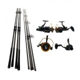 4 Lansete Crap 3, 90 m, 2 Segm, 3, 75 Lbs + 4 Mulinete 8000 cu Baitrunner
