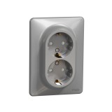 Cumpara ieftin Priza dubla schuko cu protectie copii Schneider Sedna aluminiu SDD313221