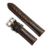 Curea de ceas maro-inchis cu textura bizonata din piele naturala 20mm, 22mm 24mm - WZ4179