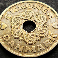 Moneda 5 COROANE / KRONER - DANEMARCA, anul 1990 *cod 389 B