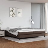 Cumpara ieftin Pat box spring cu saltea, maro, 200x200 cm, piele ecologică