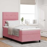 vidaXL Pat cu arcuri cu saltea cu headboard Roz 90 x 200 cm Catifea