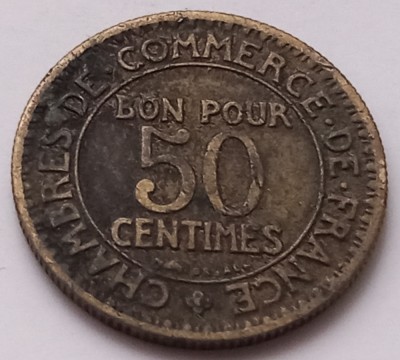 Franta, 50 Centimes 1922 foto