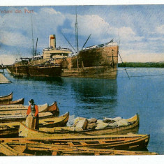 1762 - BRAILA, ship & boats - old postcard, CENSOR - used - 1918