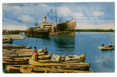 1762 - BRAILA, ship &amp;amp; boats - old postcard, CENSOR - used - 1918 foto