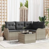 VidaXL Set de canapele pentru grădină 5 pcs Gri deschis Rattan poli