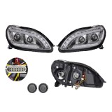 Set faruri Mercedes Clasa S (W220) 10.1998-2002, partea Stanga+Dreapta, Tuning, Fata, cu lentile; cu indicator led; cu lumina timp de zi tip LED; cu, Rapid