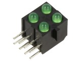 LED verde BIVAR 3mm 8 diode 2mA lentilă difuză 40&deg; cod H204CGDL