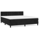 Cumpara ieftin Pat box spring cu saltea, negru, 180x200 cm, catifea