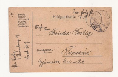 D2 Carte Postala Militara k.u.k. Imperiul Austro-Ungar, 1918 Temesvar foto