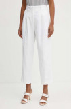 MICHAEL Michael Kors pantaloni femei, culoarea alb, fason tigareta, high waist