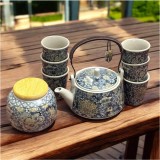 Set ceai MYSTIC TEA , Ceainic 200 ml, 6 cupe si recipient pentru ceai, din portelan