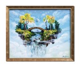 Cumpara ieftin Tablou cu rama suprarealist pictat manual ulei pe panza, Paradis, 55x45cm, Stefan Bilibou