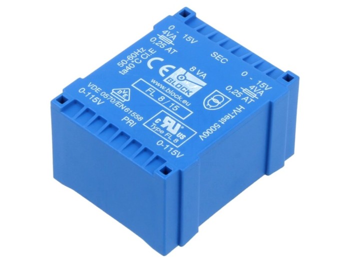 Transformator &icirc;ncapsulat PCB 8VA 15V