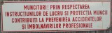 Tablă emailată protecția muncii &ndash; Muncitori! Prin respectarea instrucțiunilor de lucru și protecția muncii contribuiți la prevenirea accidentelor ...