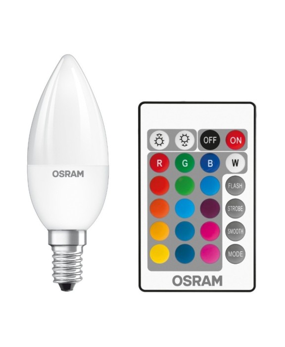 Bec LED color Osram lumanare B25 E14 4.2W 250lm lumina calda / RGB 2700 K, dimabil + telecomanda