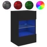 Cumpara ieftin Comoda TV de perete cu lumini LED, negru, 40x30x60,5 cm