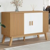 vidaXL Servantă &quot;OLDEN&quot;, alb și maro, 114x43x73,5 cm, lemn masiv pin