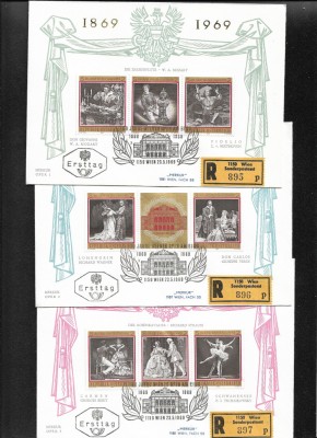 Austria 3 x FDC 1969 centenar opera Viena foto