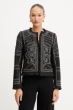 Morgan sacou culoarea negru, un singur rand de nasturi, cu model, VCLIKY