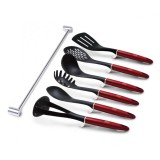 Cumpara ieftin Ustensile pentru Gatit cu Stand, 7 Piese, Burgundy BH/6325
