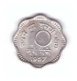Moneda India 10 paise 1957 Calcutta, stare excelenta, curata