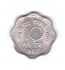 Moneda India 10 paise 1957 Calcutta, stare excelenta, curata